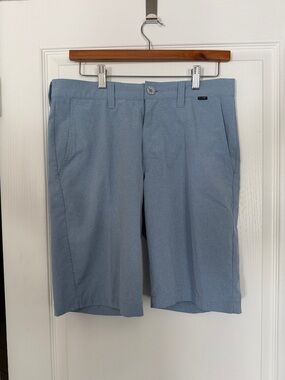 Travis Mathew Light Blue Flat Front Performance Shorts